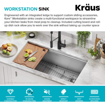 Kraus Workstation Stainless Steel Kitchen Sink Dish Drying Rack