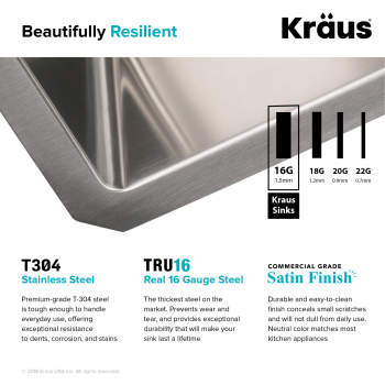 Kraus KHU103-32 Standart Pro 32 16 Gauge Undermount 60/40 Double Bowl Stainless Steel Kitchen Sink