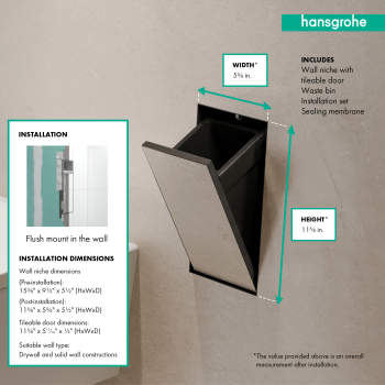 Hansgrohe 56063 Xtrastoris Rock Recessed Trash Bin With