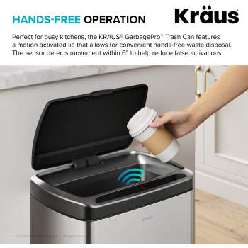 Kraus KTCS-10SS 13 Gallon Touchless Motion Sensor Trash Can - Stainless Steel