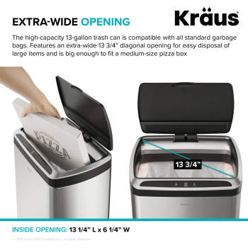 Kraus KTCS-10SS 13 Gallon Touchless Motion Sensor Trash Can