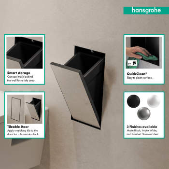 Hansgrohe 56063 Xtrastoris Rock Recessed Trash Bin With