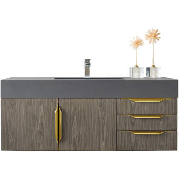  Mercer Island 48 Single Vanity, Latte Oak, Radiant Gold w/Dusk  Grey Glossy Composite Top : Tools & Home Improvement