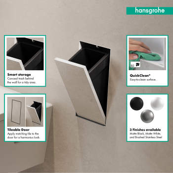 Hansgrohe 56063 Xtrastoris Rock Recessed Trash Bin With