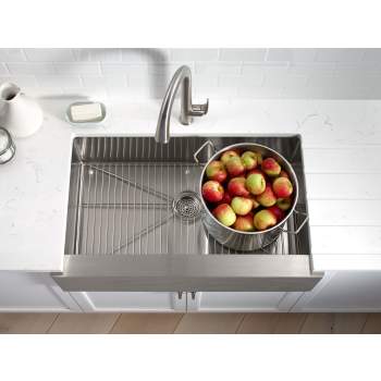 KOHLER Strive 35-1/2 in. Undermount Single Bowl Stainless Steel Workstation Kitchen Sink