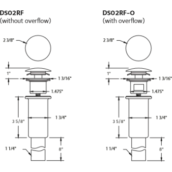 Wetstyle DS02RF-O-BN Dome Top Drain With Soft Touch Pop-up ...