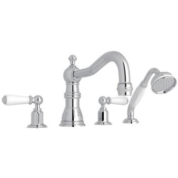 Rohl U.3783LSP-EB Perrin and Rowe Wall Mount Tub Filler Faucet with Porcelain Lever Handles English Bronze 