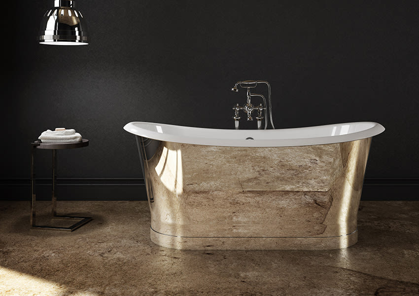 Slik Portfolio Freestanding Cast Iron Mirror Soaker Tub