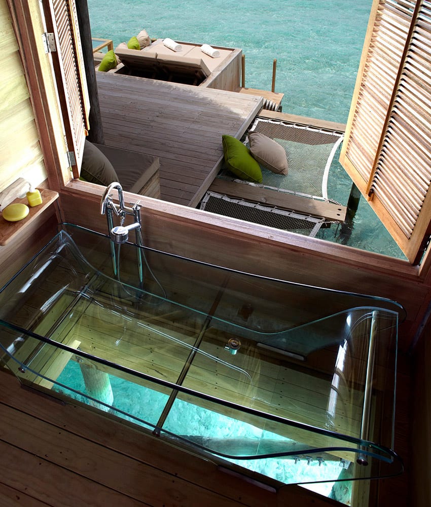 bathtub in Six Senses Laamu Resort in The Maldives