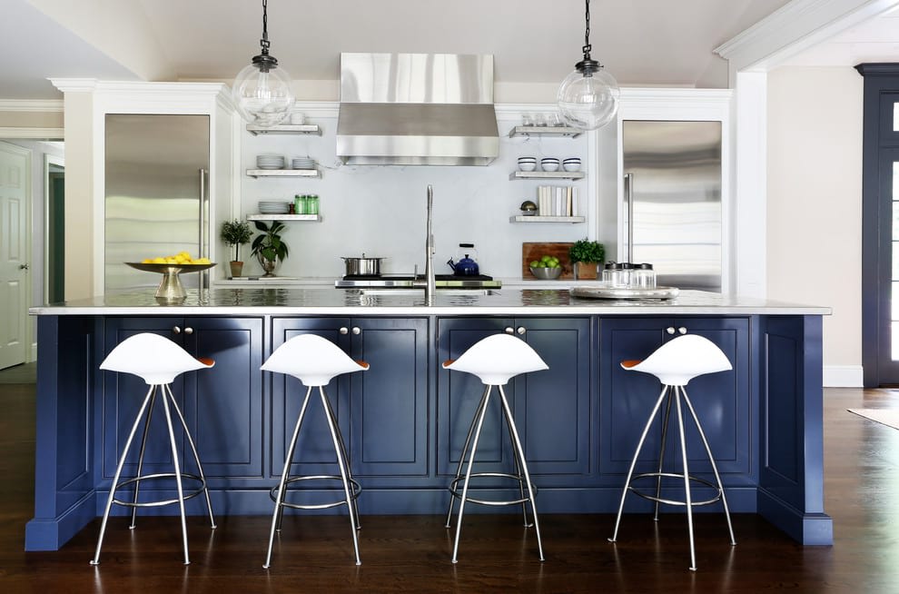 blue white kitchen