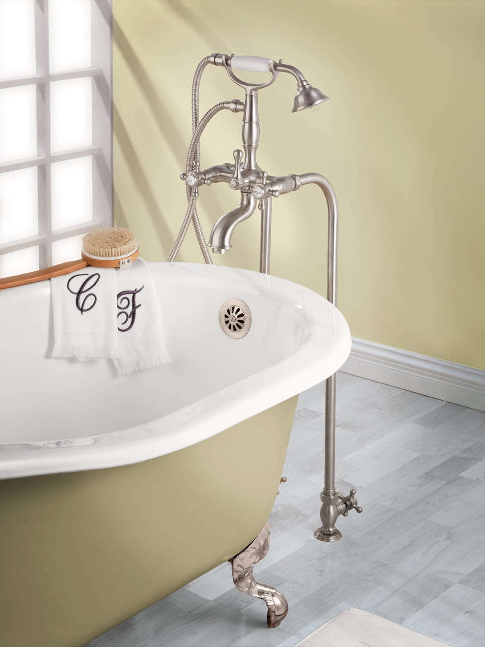 California Faucets Balboa Floor Mount "Telephone" Tub/Shower Set