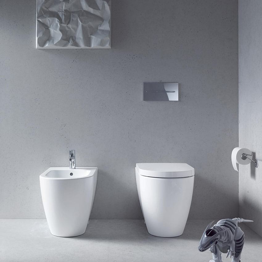 Toilet Brush and Holder Set, Wall/Foot Mounted Toilet Brush