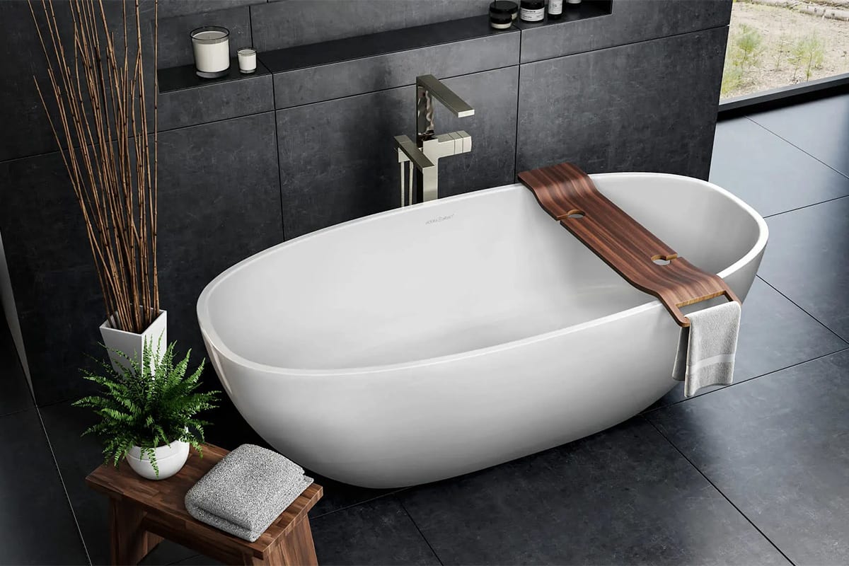 Vanity Art 54 in. Acrylic Flatbottom Freestanding Bathtub in White/Matte  Black VA6525-MB - The Home Depot