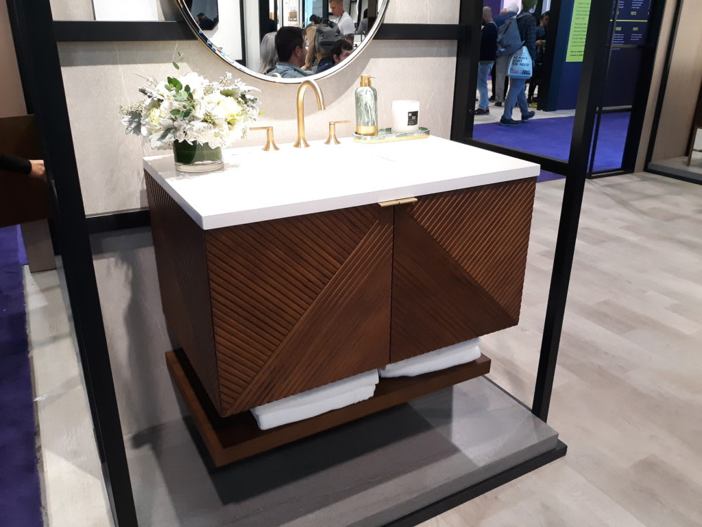 James Martin Marcello wood slat bathroom vanity