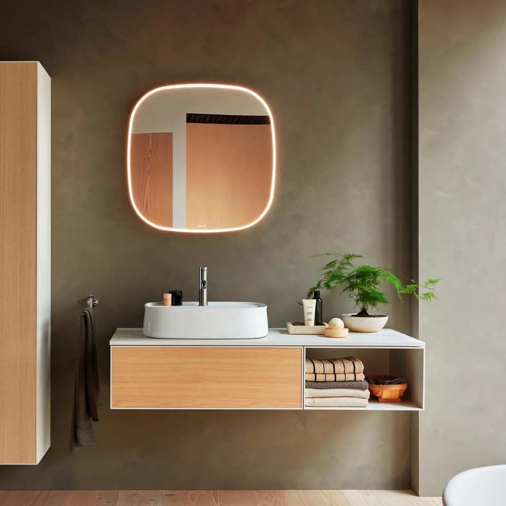 Duravit Zencha Collection sink, vanity, and mirror