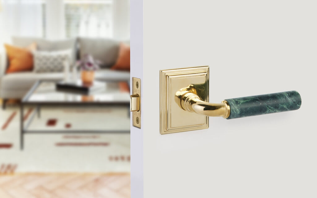 Emtek Select green marble door lever