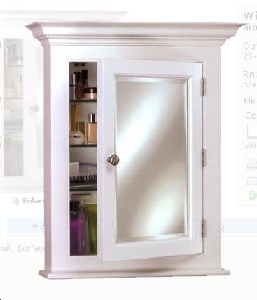 Afina Wilshire I Small White Surface Mount Right Hinged Single Door  Medicine Cabinet With Beveled Edge Mirror
