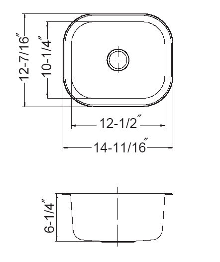 Houzer CS-1307-1 Club Undermount Small Bar/Prep Sink