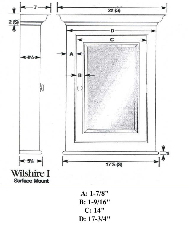 Afina WIL2-W-S Wilshire 22 2 Small Medicine Cabinet