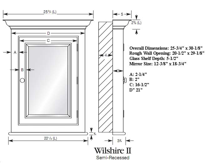 Afina WIL2-W-S Wilshire 22 2 Small Medicine Cabinet