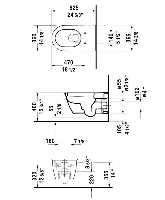 Duravit 2544090092 Darling New Wall Mounted Toilet | QualityBath.com