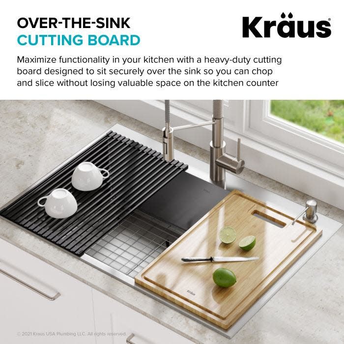 Kraus KCB-102BB Organic Solid Bamboo Cutting Board For Kitchen