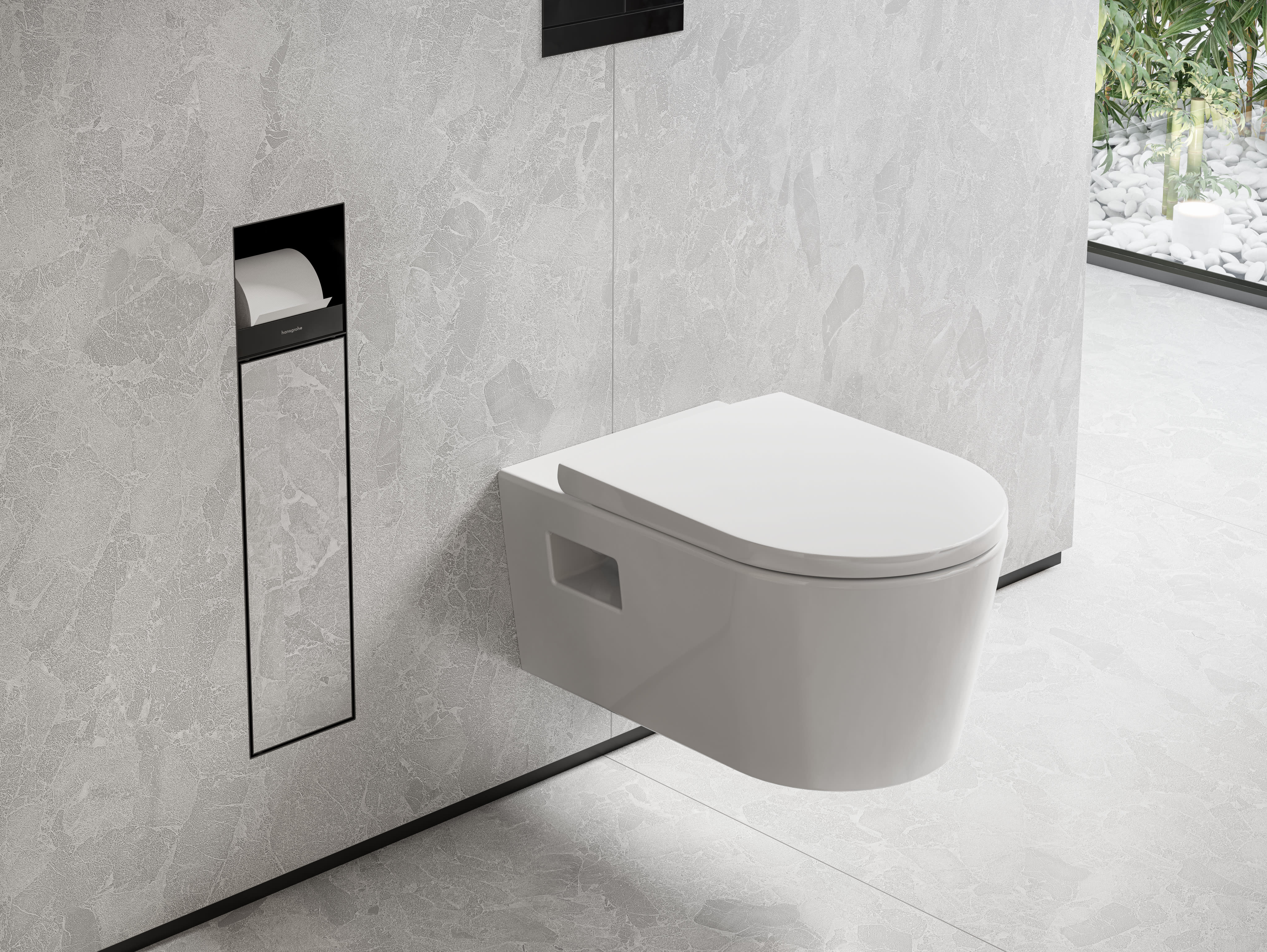 Hansgrohe 56062 Xtrastoris Rock Recessed Toilet Brush Holder