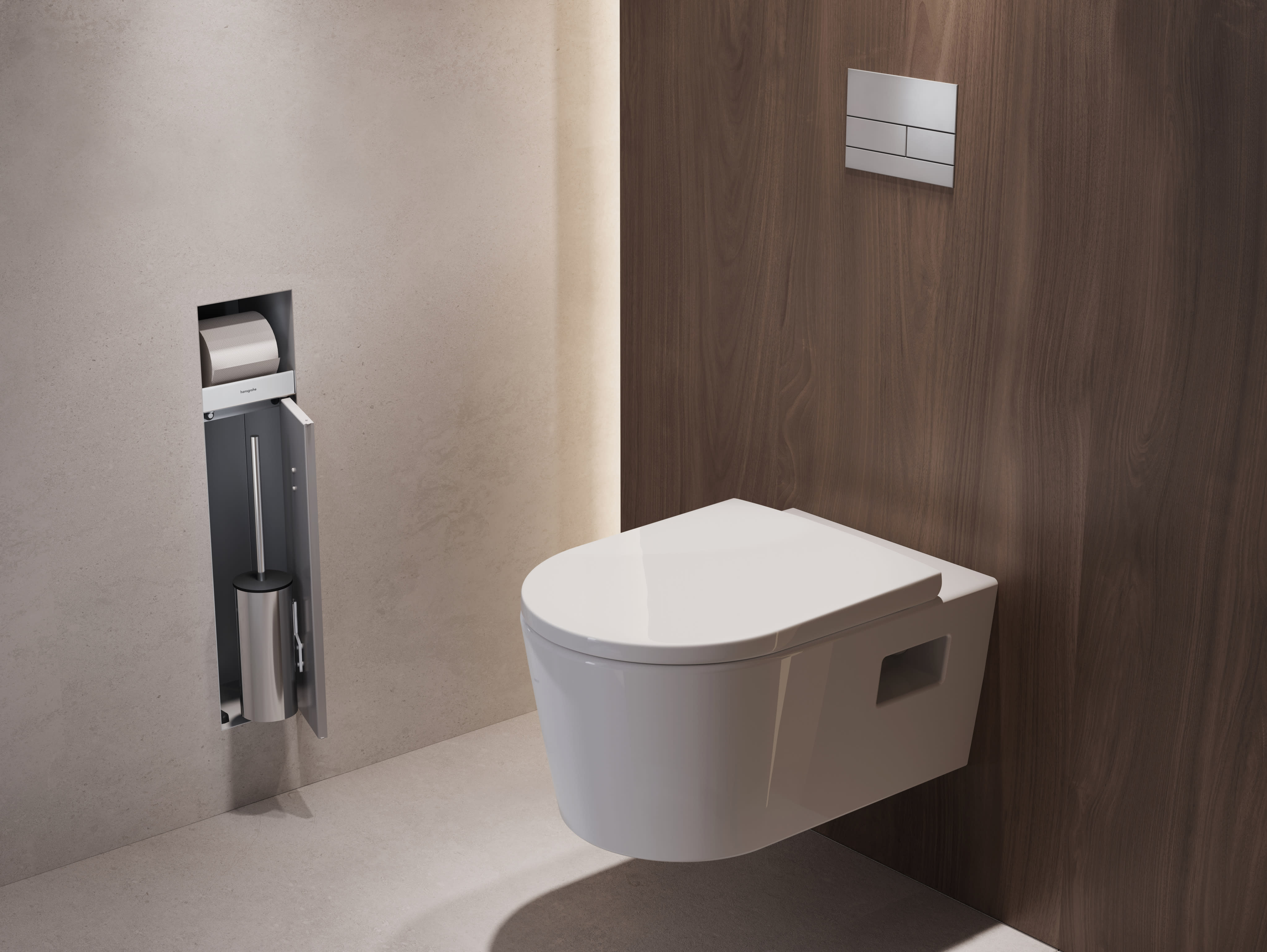 Hansgrohe 56062 Xtrastoris Rock Recessed Toilet Brush Holder With