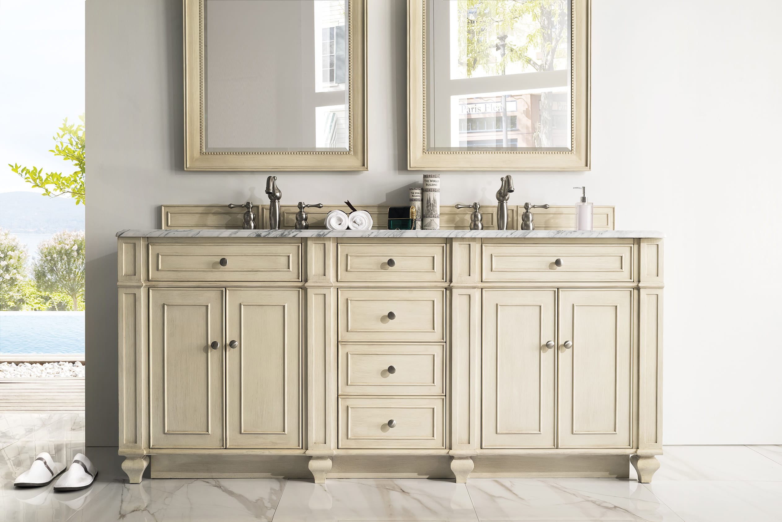 Bristol 72 in. W Bathroom Double Vanity Cabinet Only in Vintage Vanilla