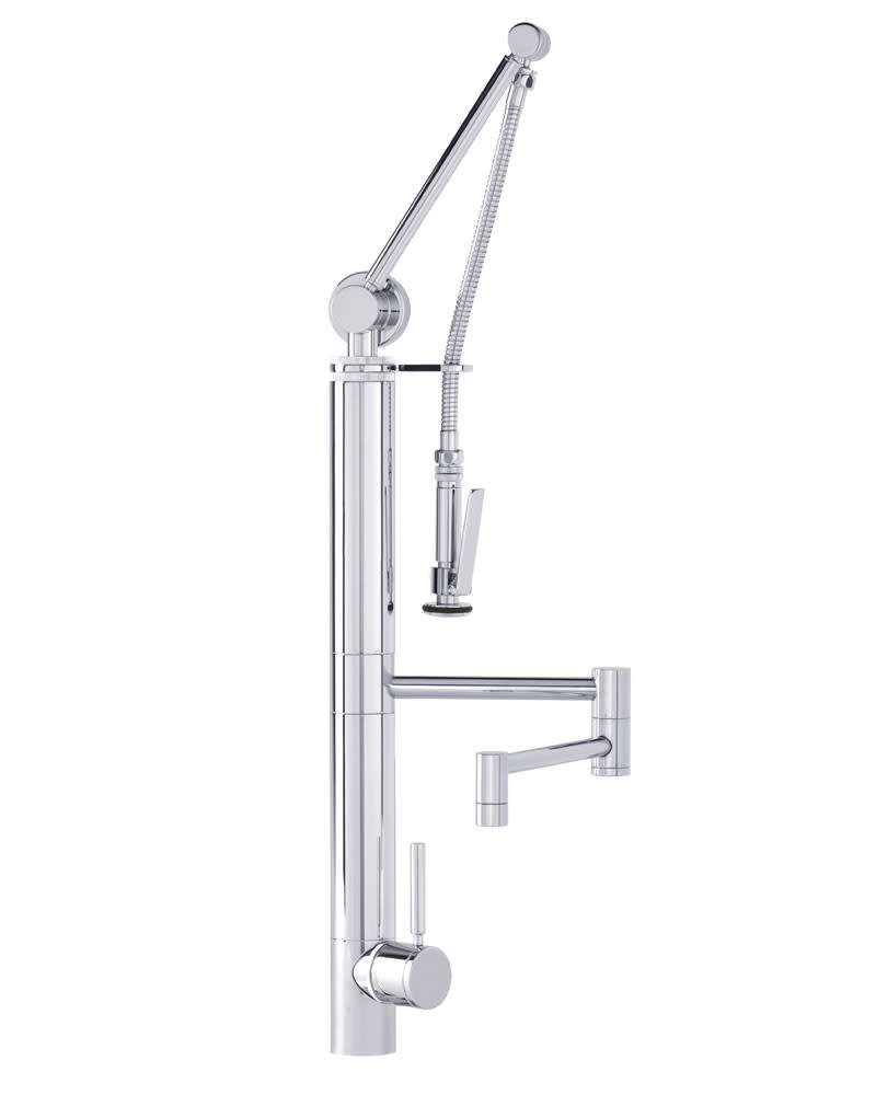 Waterstone 3710-12-DAC Hunley Suite Gantry Faucet Pre-Rinse Articulated  Spout With Dish Sprayer (Hunley, Parche, Fulton)