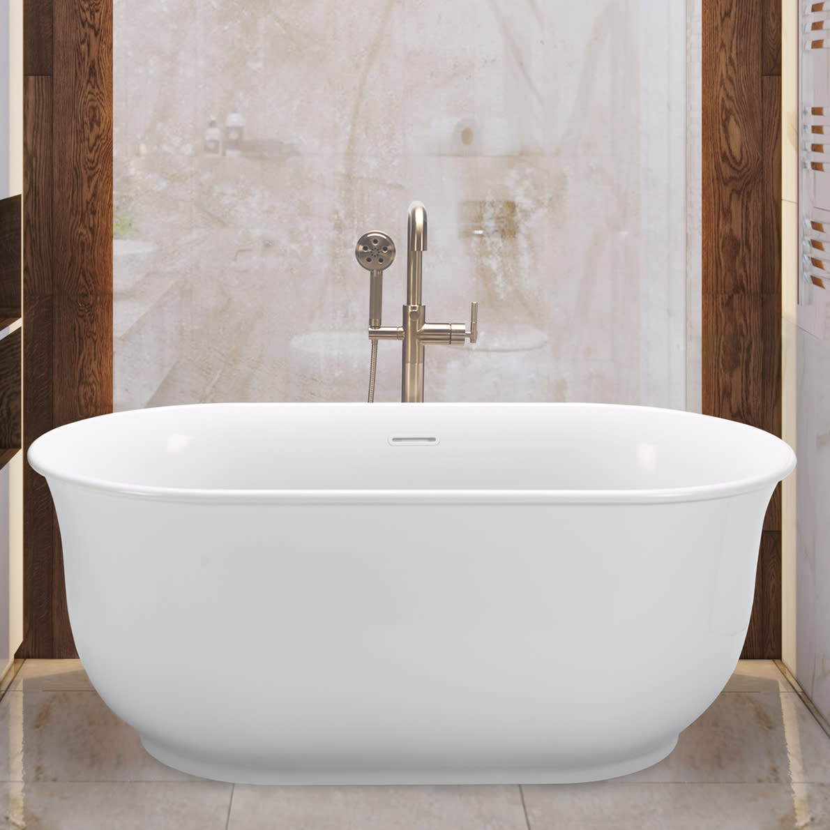 MTI S406-WH-GL Hamilton Freestanding Soaker Tub | QualityBath.com