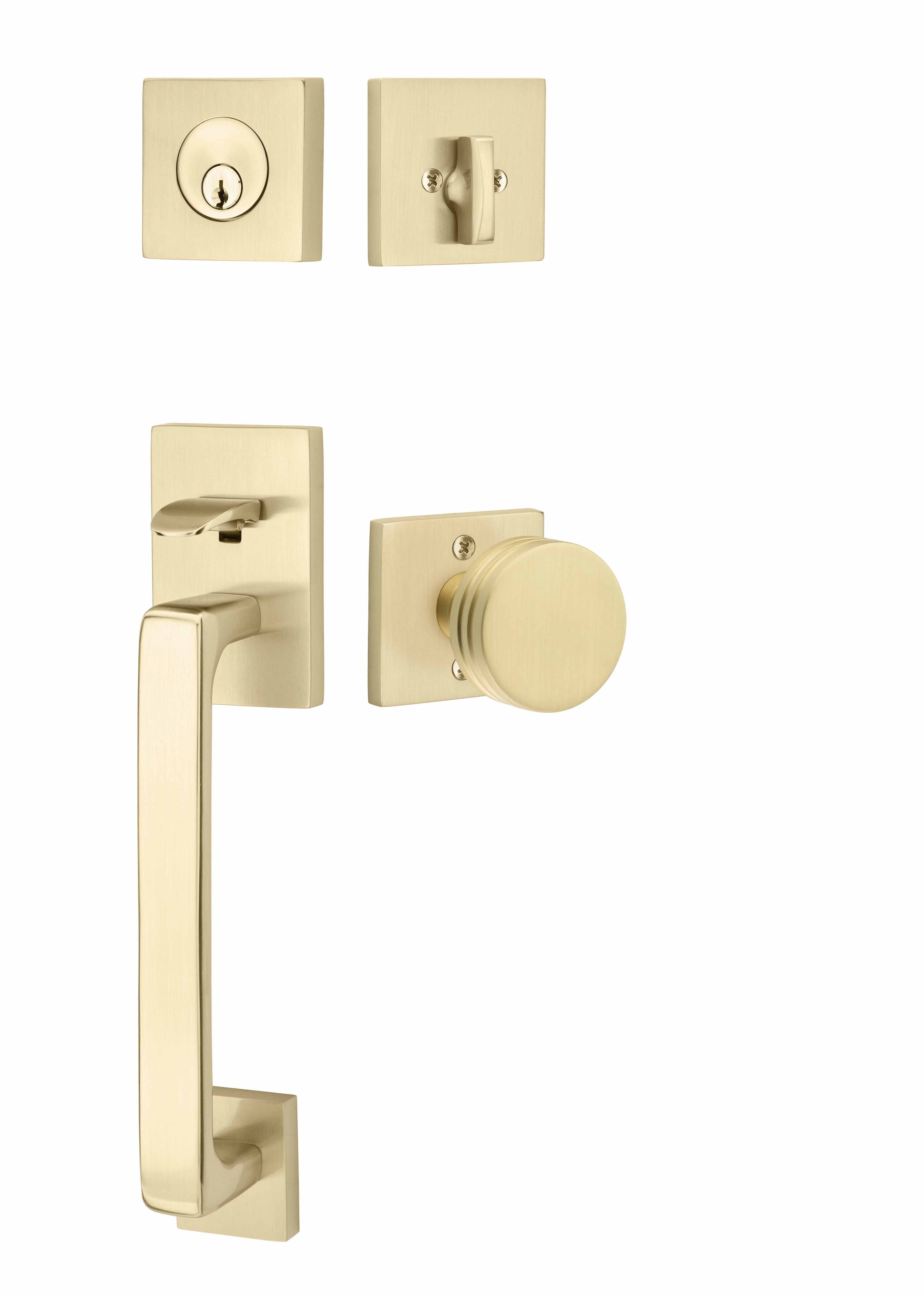 Emtek Contemporary Tubular Entry Set: Lausanne Style with Round KNOB on The - 2