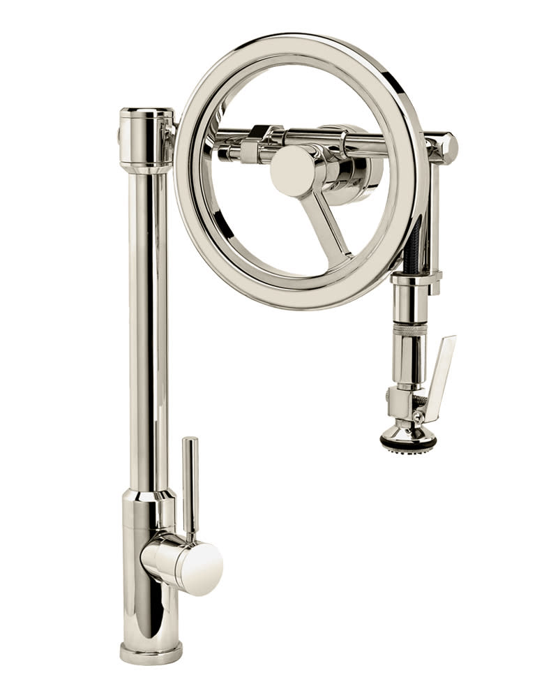 Waterstone 5130-DAMB Endeavor Wheel Pull Down Faucet With Lever Sprayer 