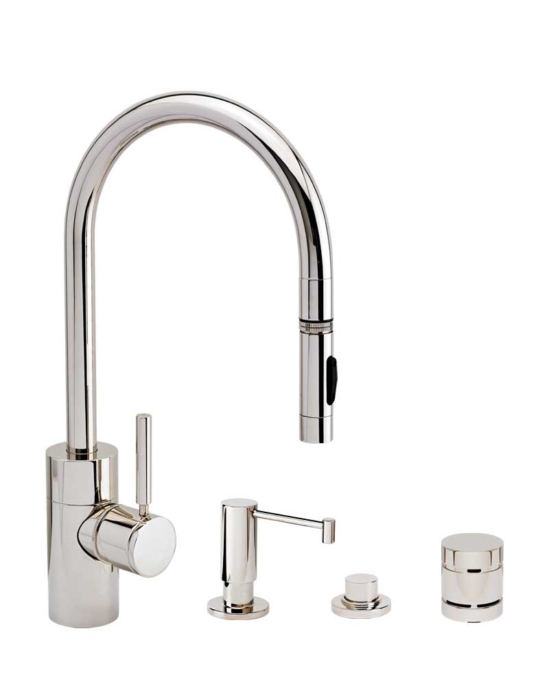 Waterstone 5400-4-AB Contemporary Plp Positive Lock Pulldown Kitchen Faucet-4  Piece Suite