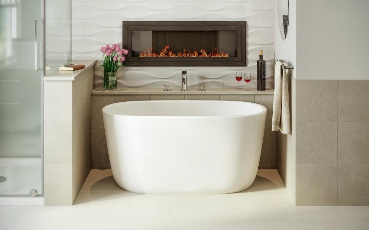 Aquatica Lullaby-Mini-Blck-Wht™ Freestanding Solid Surface Bathtub