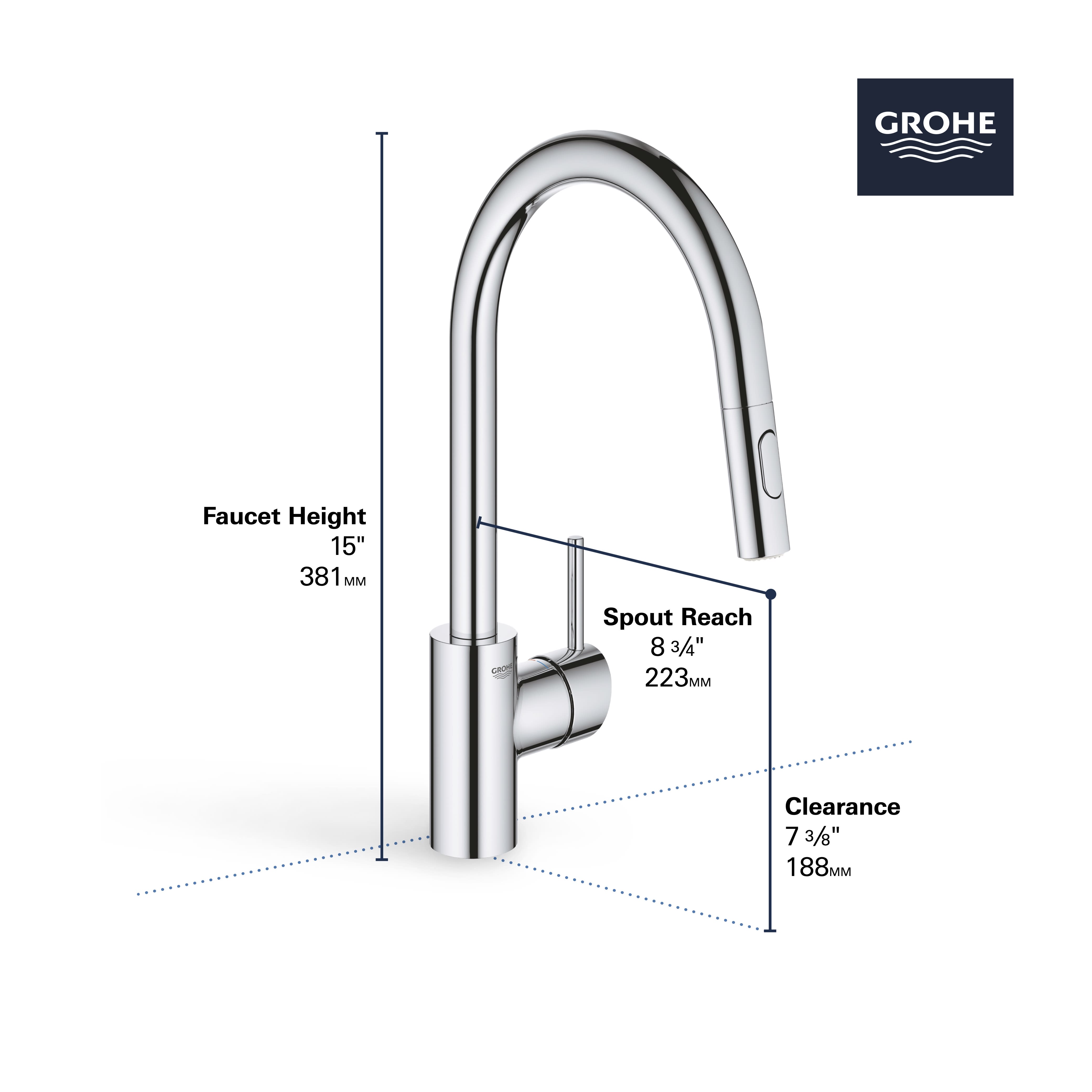 GROHE Zedra Single-Handle Pull-Out Sprayer Kitchen Faucet