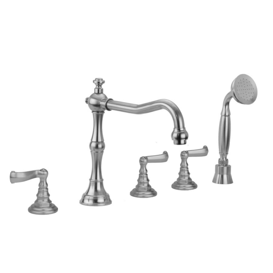 Bronze Umber Jaclo 9930-T692-A-240-TRIM-BU Roaring 20s Bathtub Filler with Finial Lever Handles and Angled Handshower 