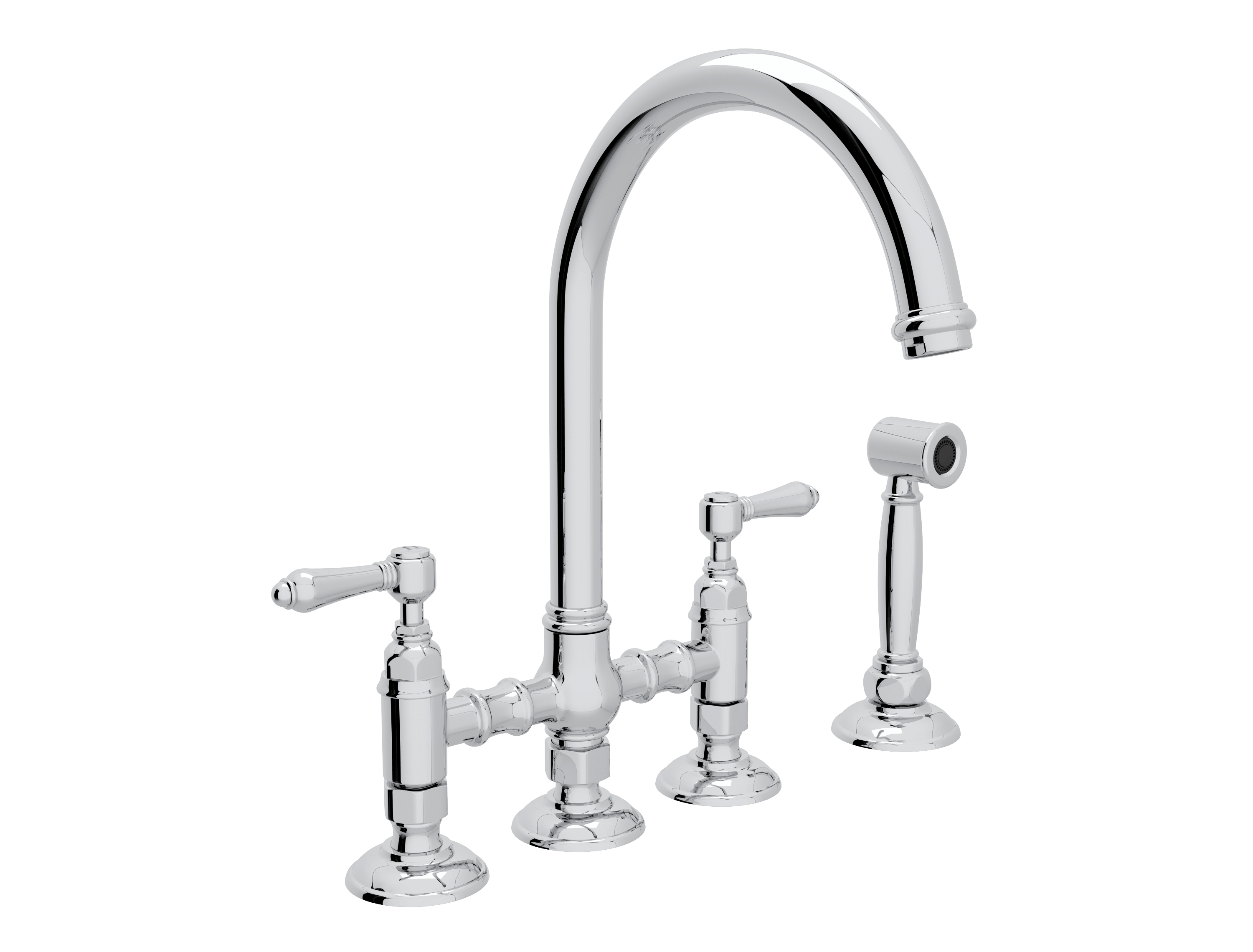 Rohl A1461WS San Julio C-Spout Bridge Faucet With Sidespray