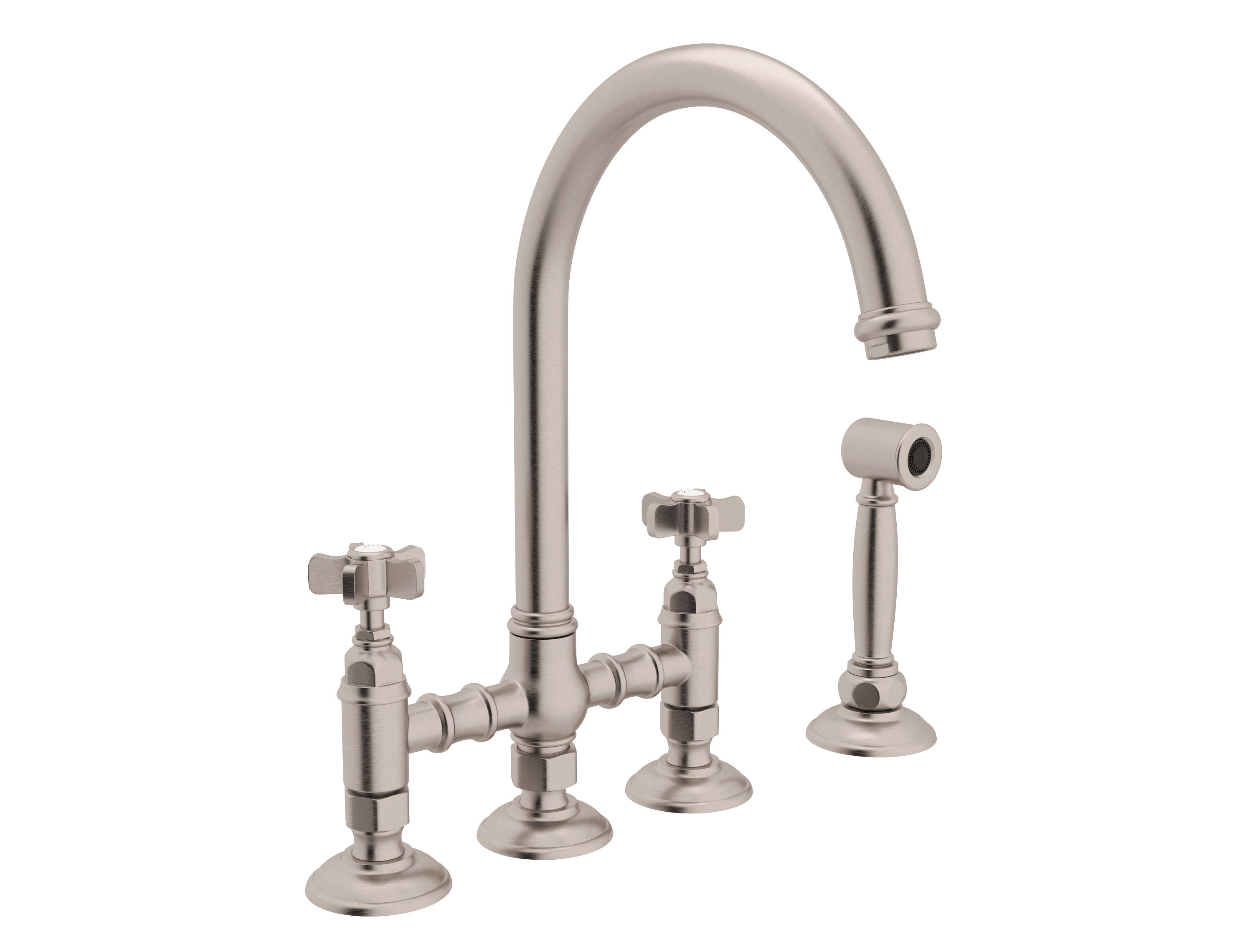Rohl A1461XWSPN-2 San Julio C-Spout Bridge Faucet With Sidespray 