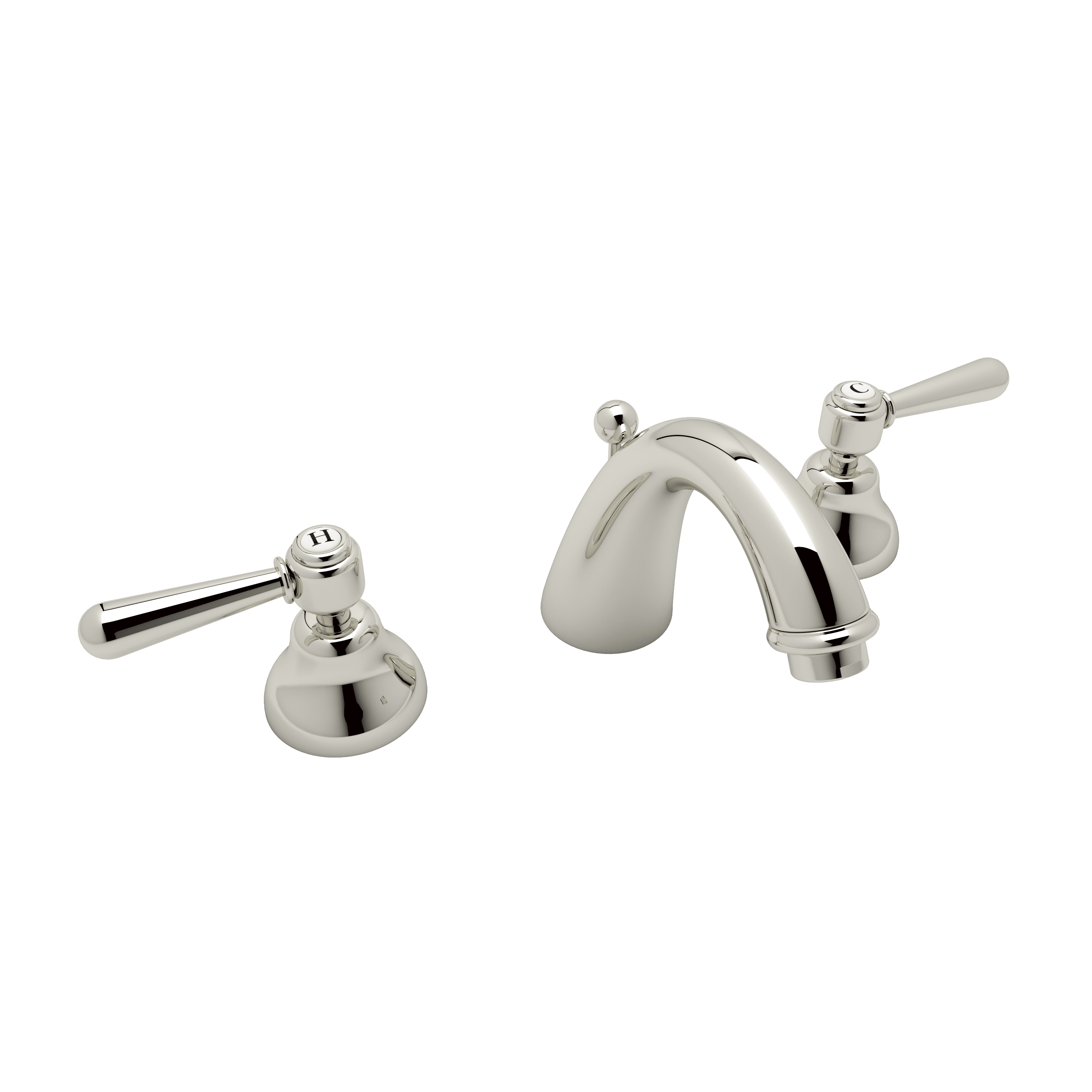 Rohl A2707LMPN-2 Widespread Lavatory Faucet with Lever Handles Polished Nickel 