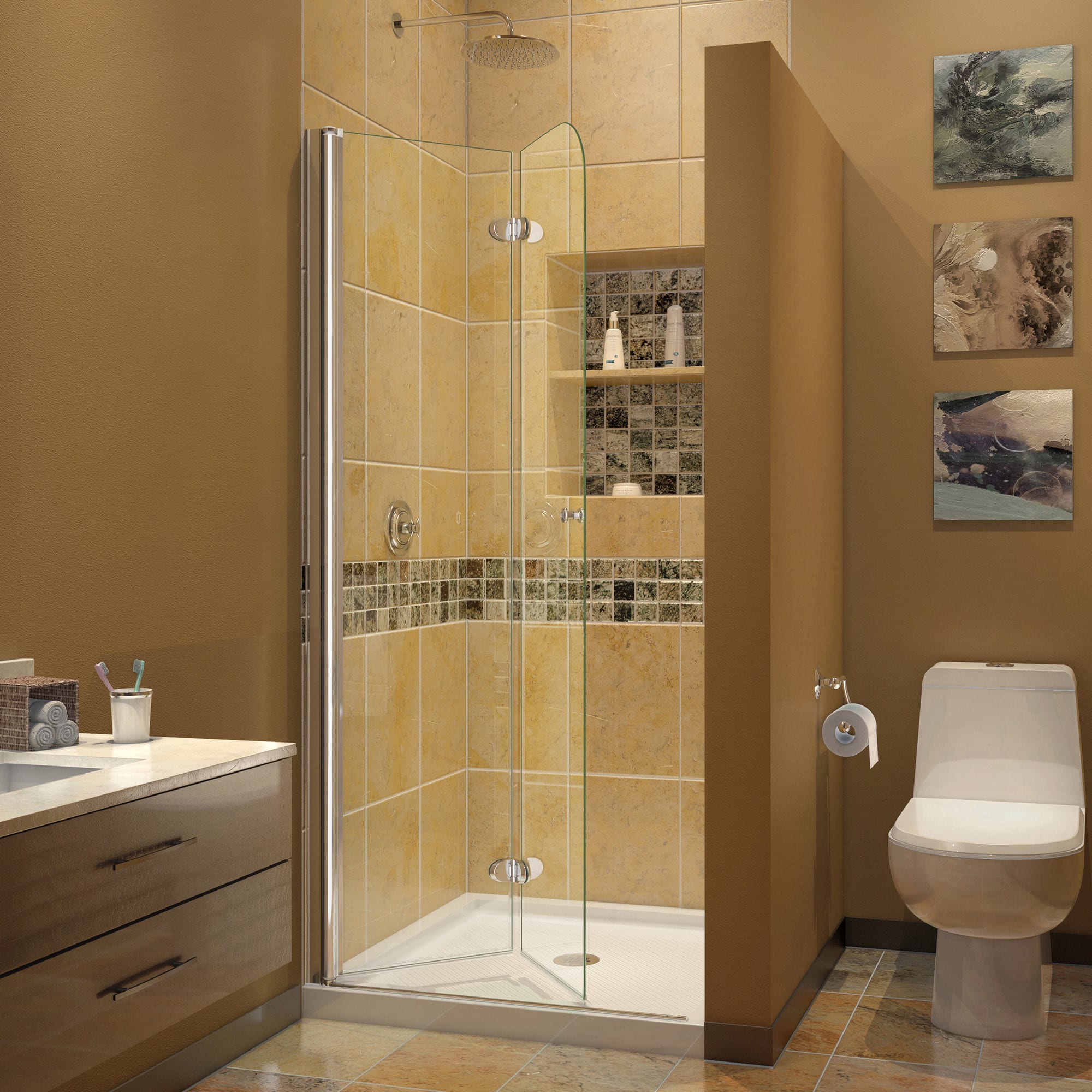 Dreamline Shdr 3630720 01 Aqua Fold 29 1 2 Clear Glass Shower Door Qualitybath Com