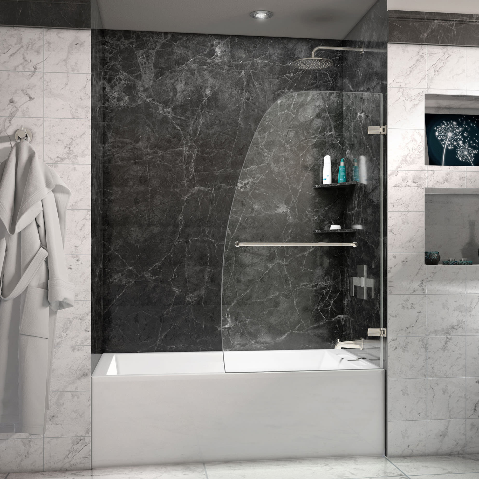 Dreamline Shdr 3534586 Aqua Uno 34 Single Panel Swing Tub Door Qualitybath Com