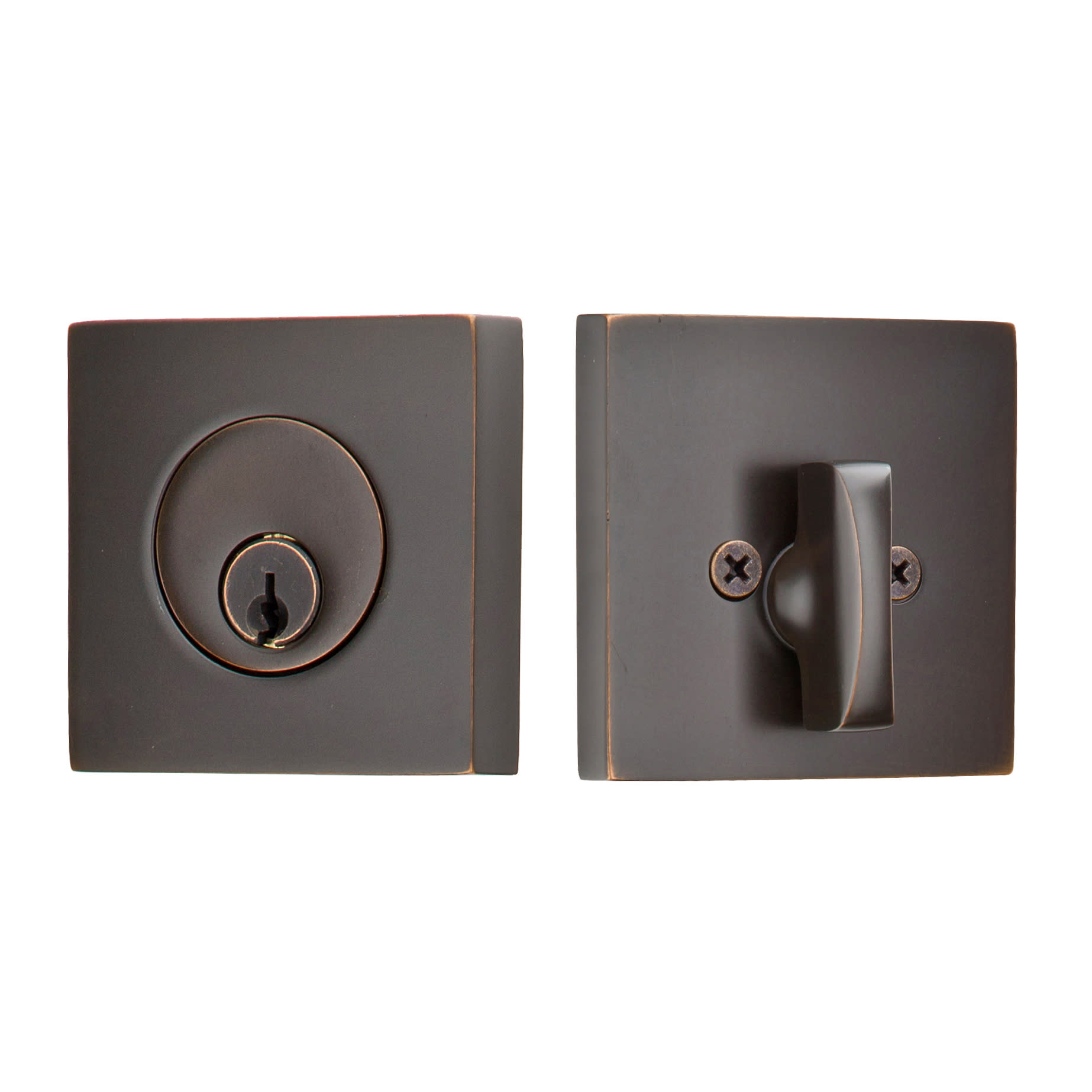 Emtek 8469US10B Square Single Cylinder Keyed Entry Deadbolt