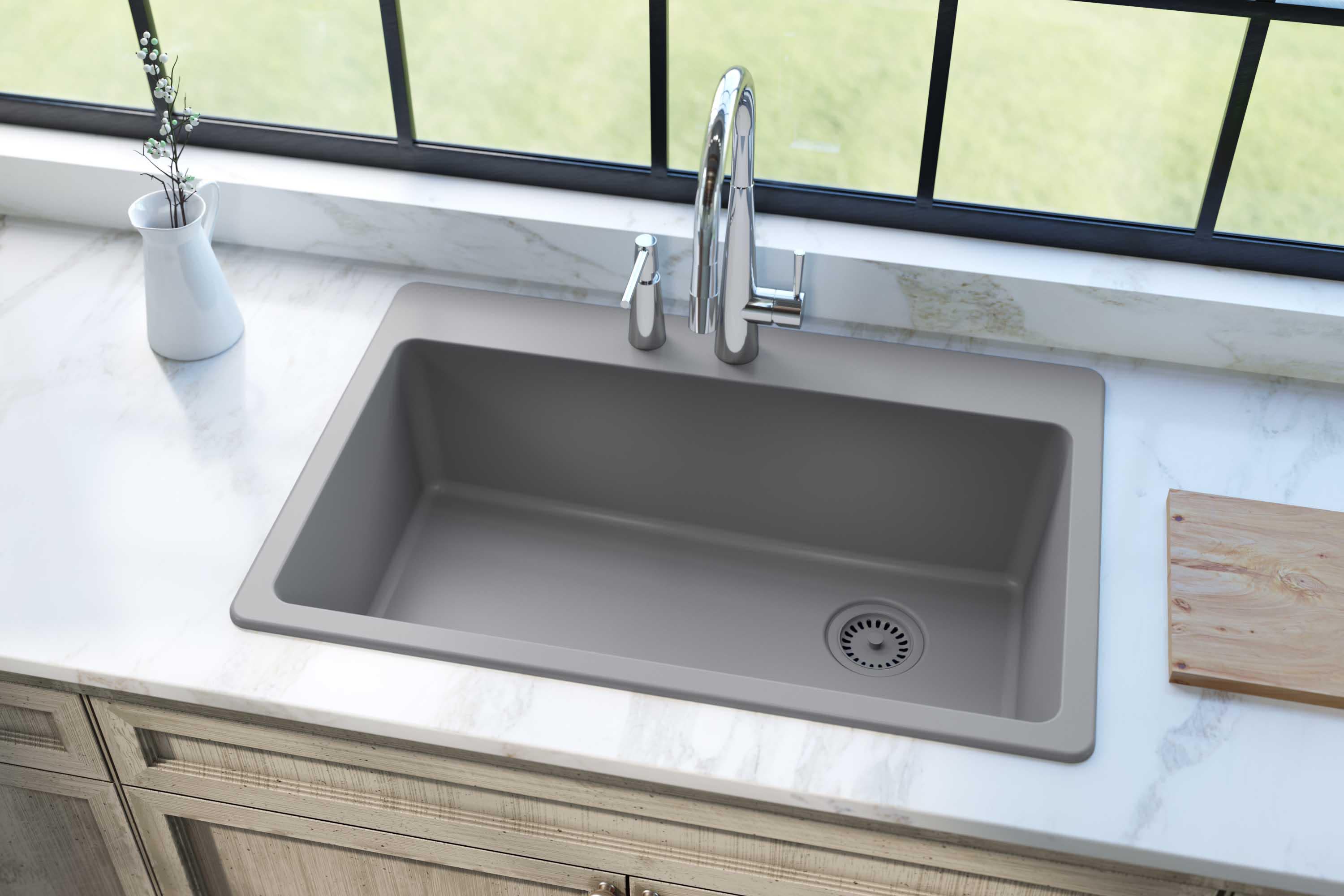 Elkay Quartz Classic 33 inch Drop-In Sink - Greystone ELGAD3322PDGS0