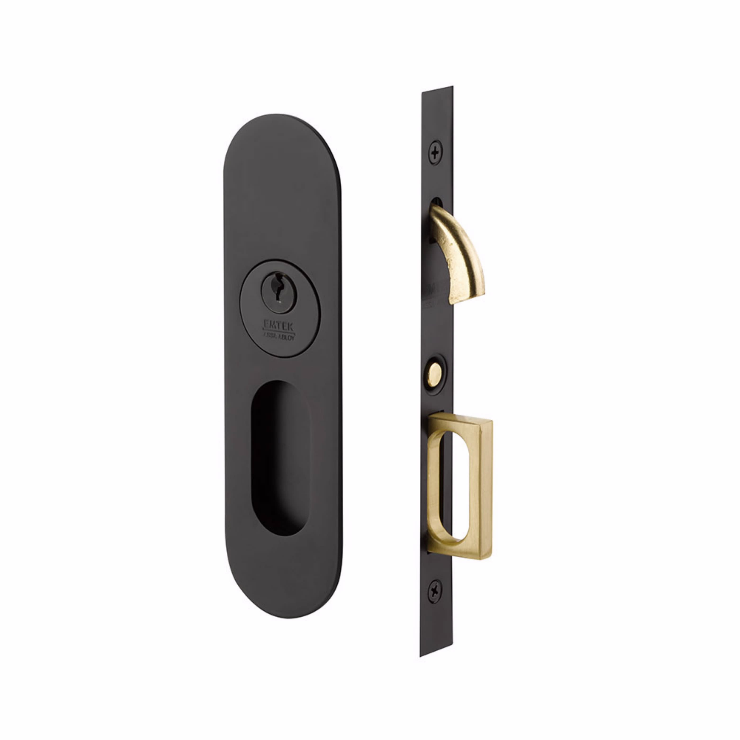 Emtek 2164 Narrow Oval Rectangular Pocket Door Mortise Lock