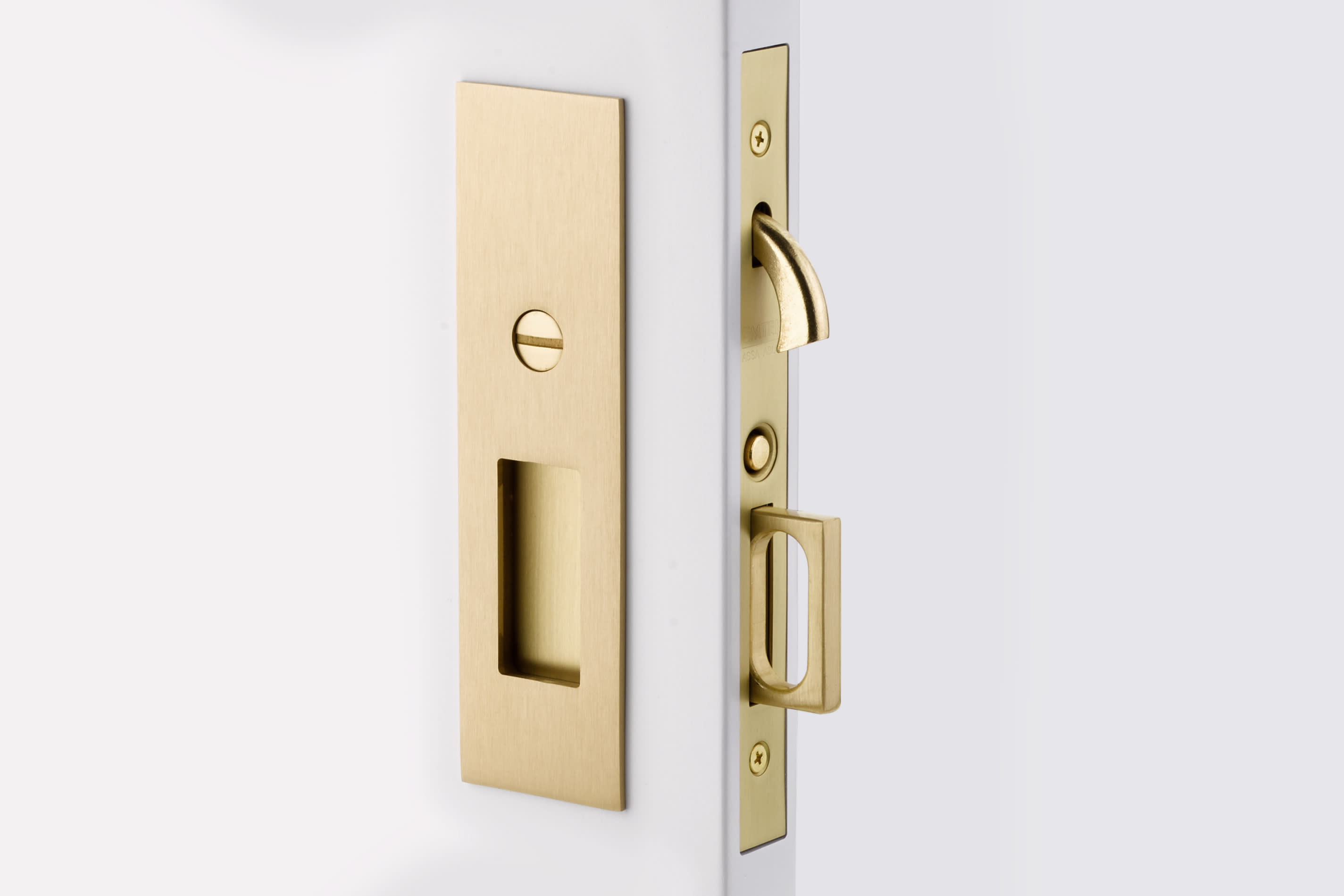 Emtek 2155US19 Narrow Modern Rectangular Pocket Door Mortise Lock