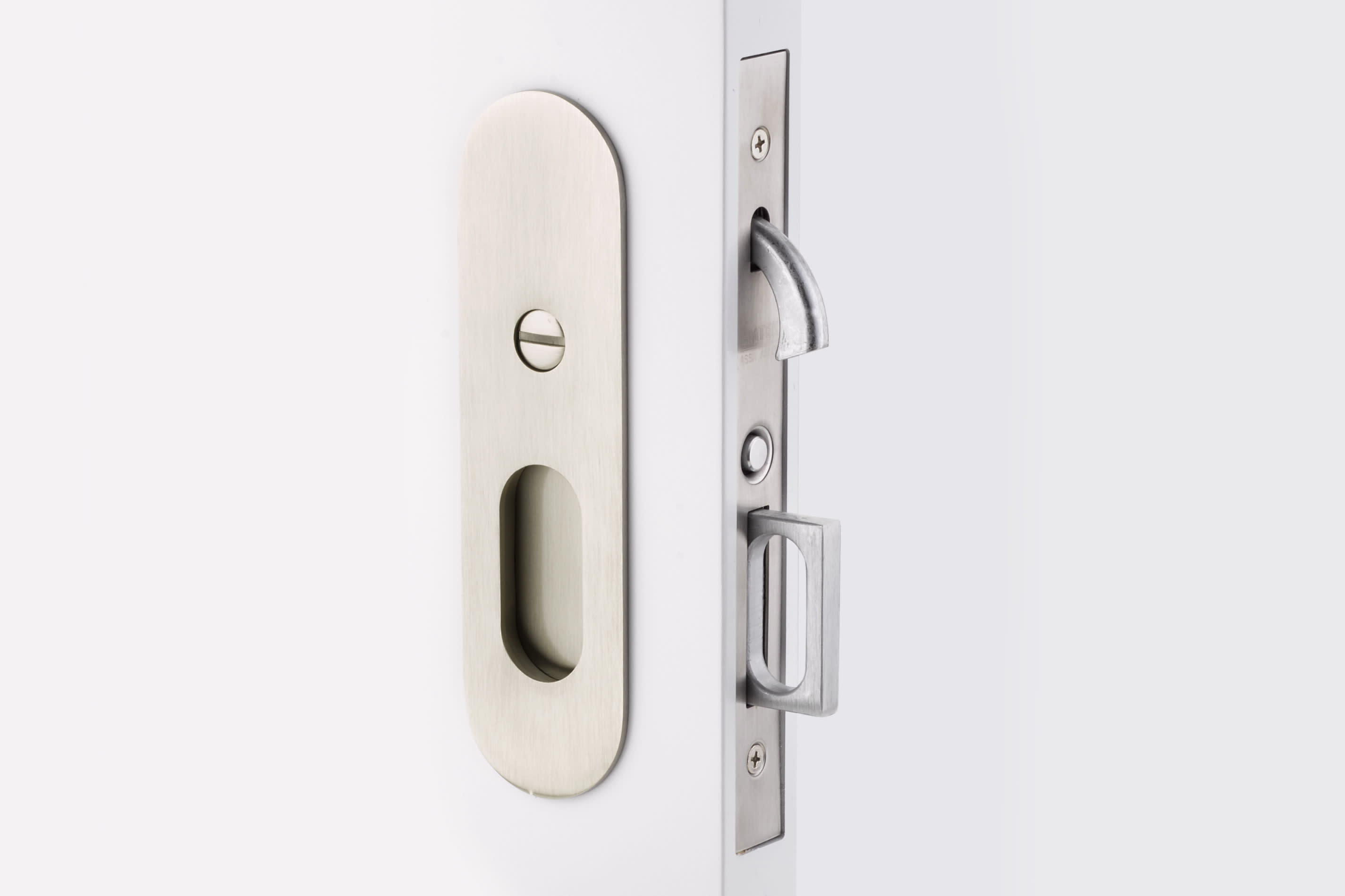 Emtek 2164 Narrow Oval Rectangular Pocket Door Mortise Lock