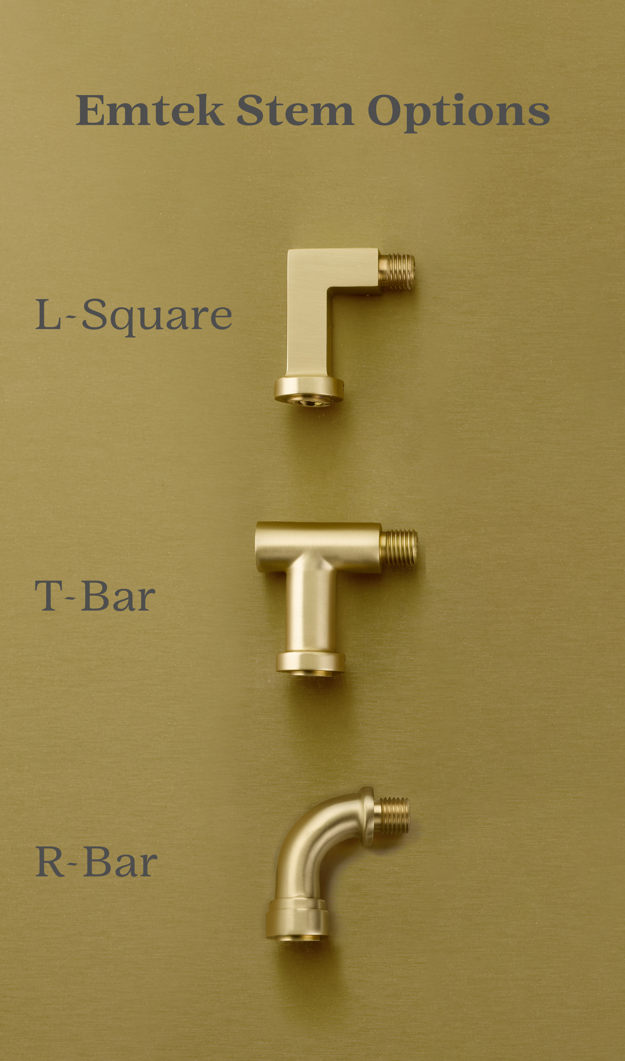 Emtek Select Passage, Modern Rectangular Rosette, T-Bar Stem, Knurled Handle,  Satin Brass, LH, Door Levers -  Canada