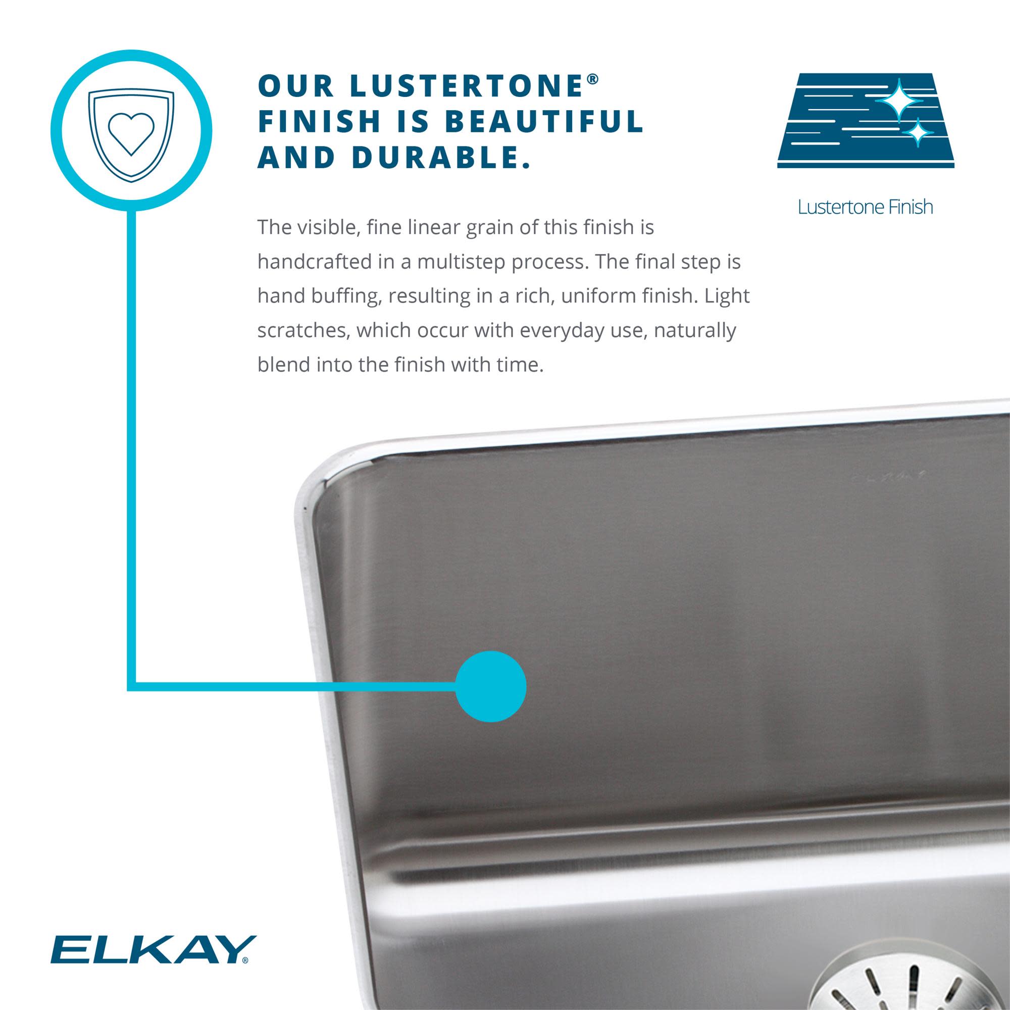 Elkay Lustertone LR2522PD0 Single Bowl Top Mount Stainless Steel Sink with Perfect Drain - 3