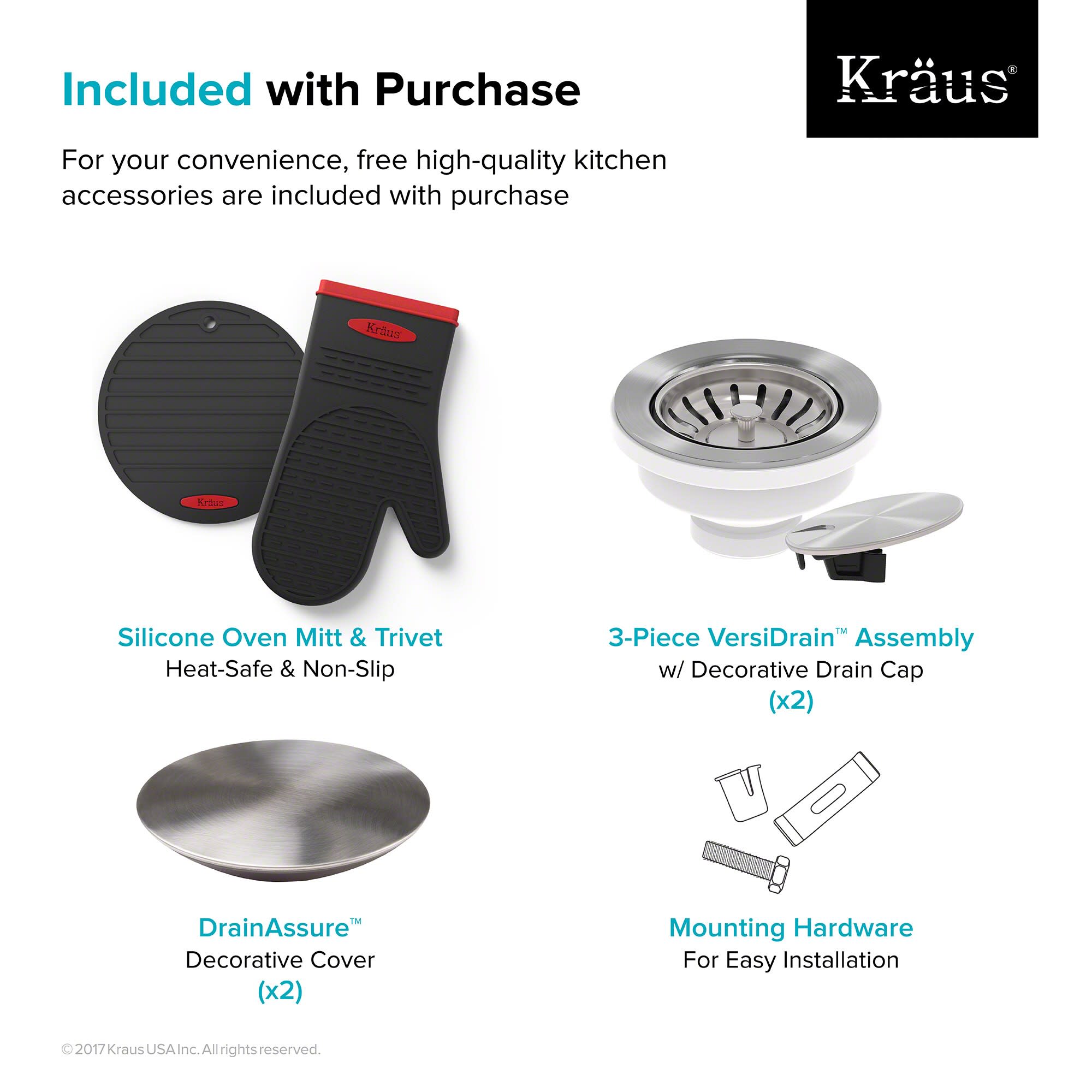 Kraus 2-Pack Silicone Oven Mitt at